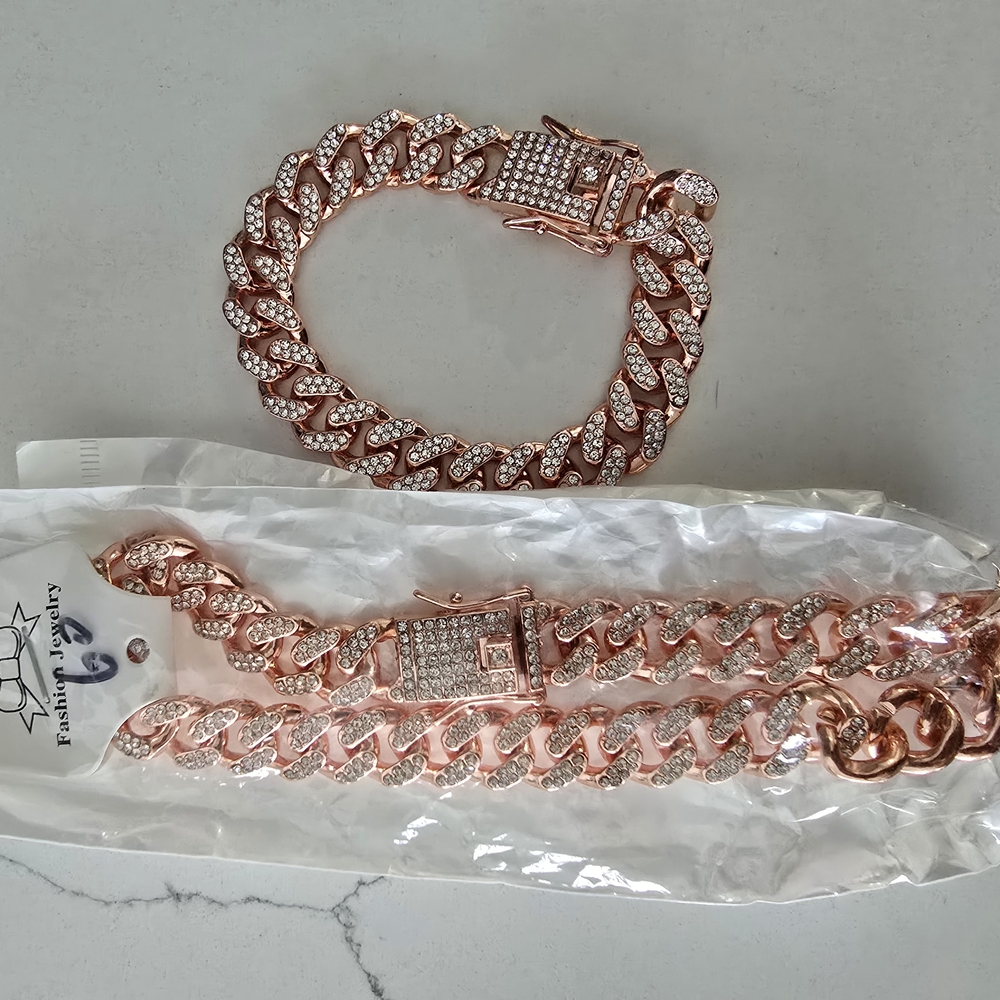 Rose Gold Rhinestone Bracelet Set